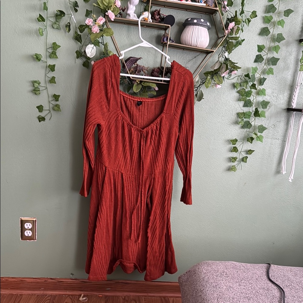 SHEIN Rust Long Sleeve Dress